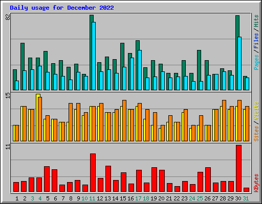 Daily usage for December 2022