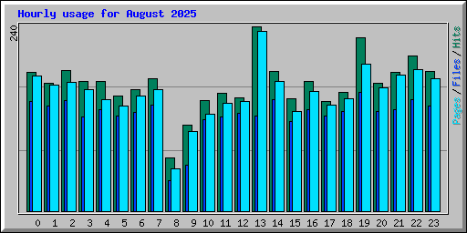 Hourly usage for August 2025